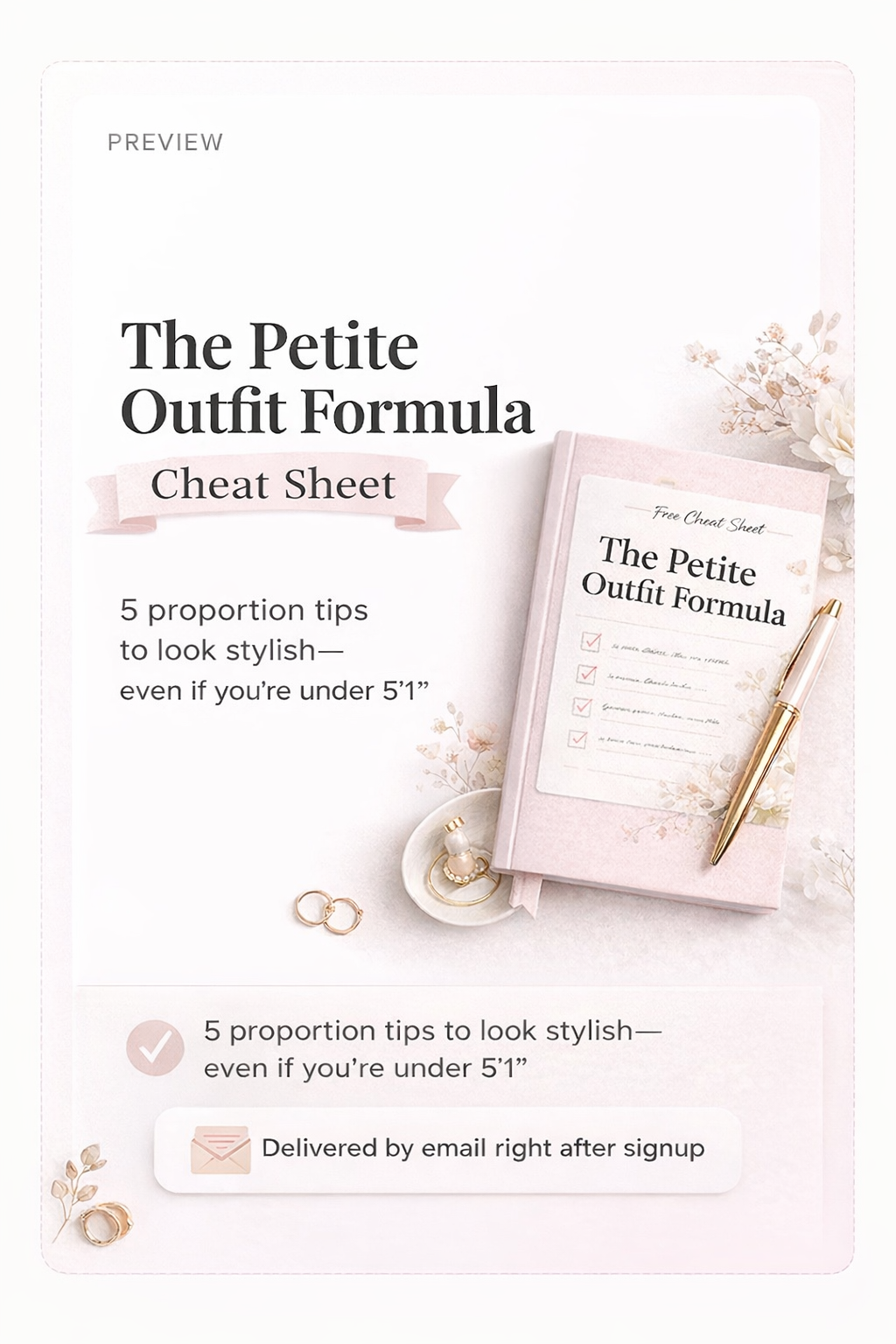 Preview of The Petite Outfit Formula cheat sheet